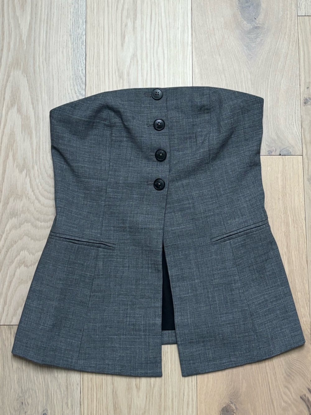 Stradivarius Grey and Black Panel Bustier Top - Picture 2 of 4